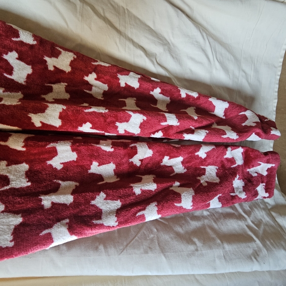 Cozy Red Womend All In One Pajamas with White Dog Pattern - Picture 2 of 8